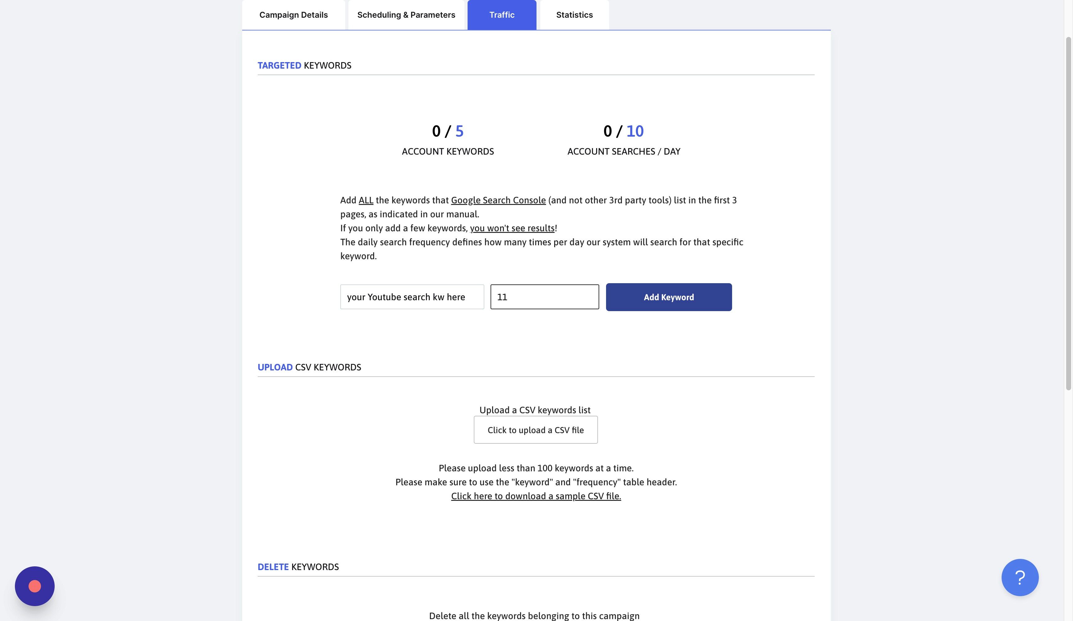 Screenshot of: Paste all the keywords and divide the search frequency to reflect a month-over-month increase of up to 30%. Your target is to get most of the clicks for that specific search, in Google's eyes.
