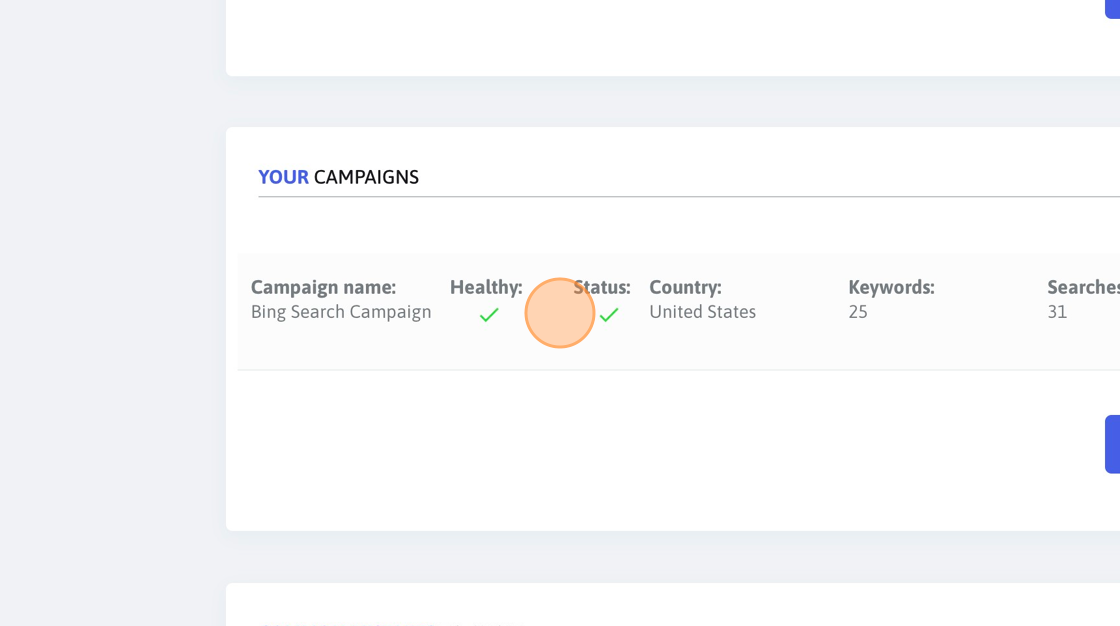 Screenshot of: Make sure that your campaign is healthy and active. If it's not healthy, review all the fields to make sure they're all filled in.
