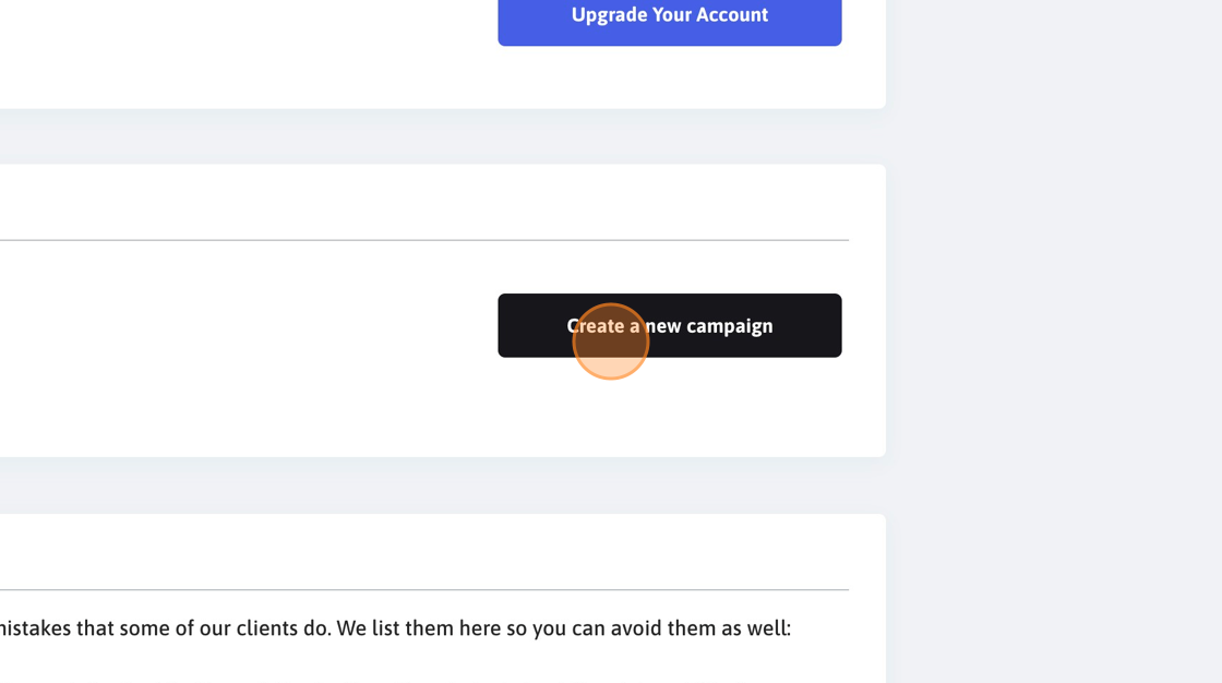 Screenshot of: Click "Create a new campaign"
