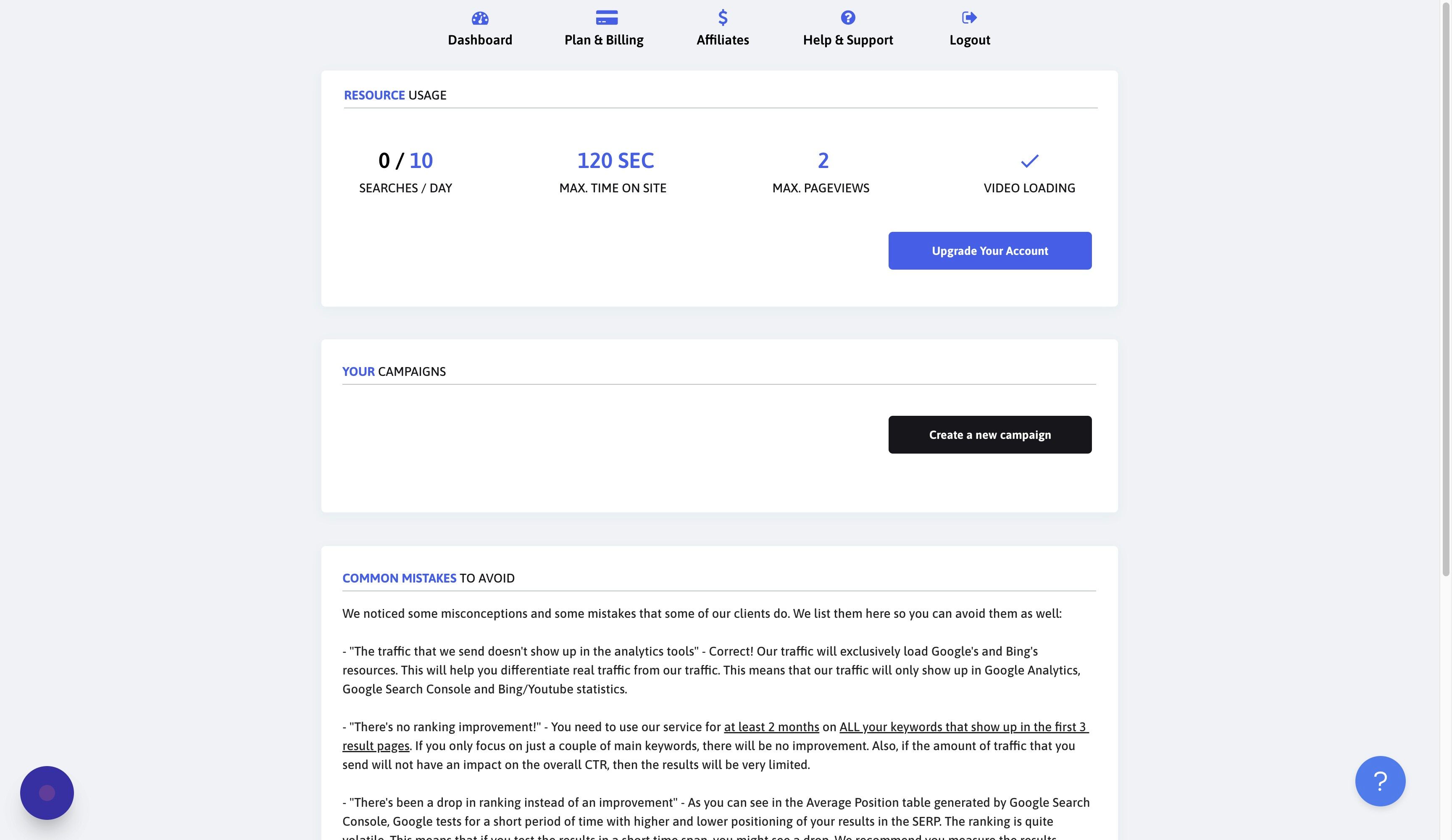 Screenshot of: Click "Create a new campaign"