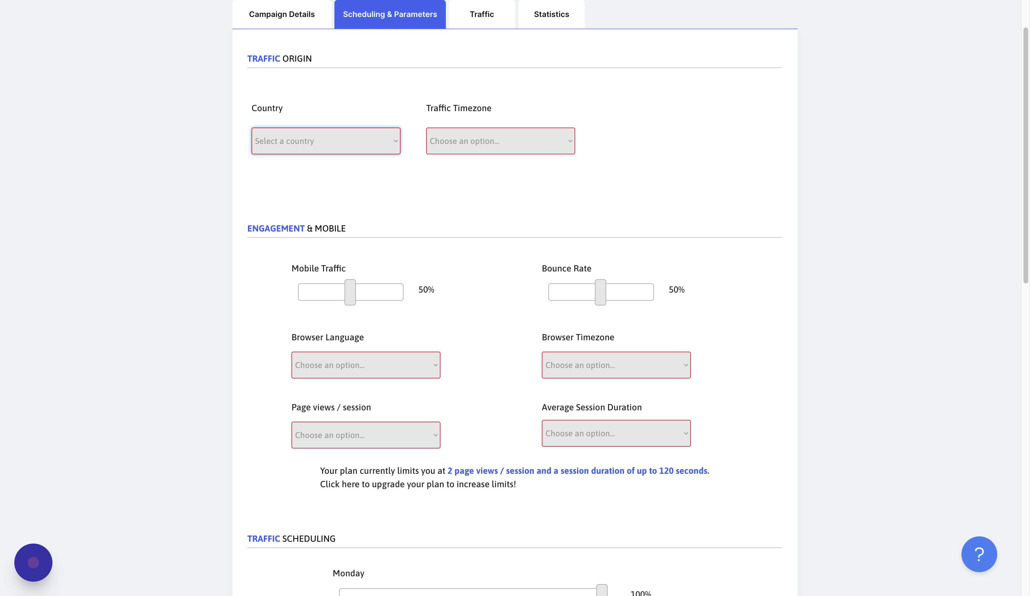 Screenshot of: You should only send traffic from the listing's country.