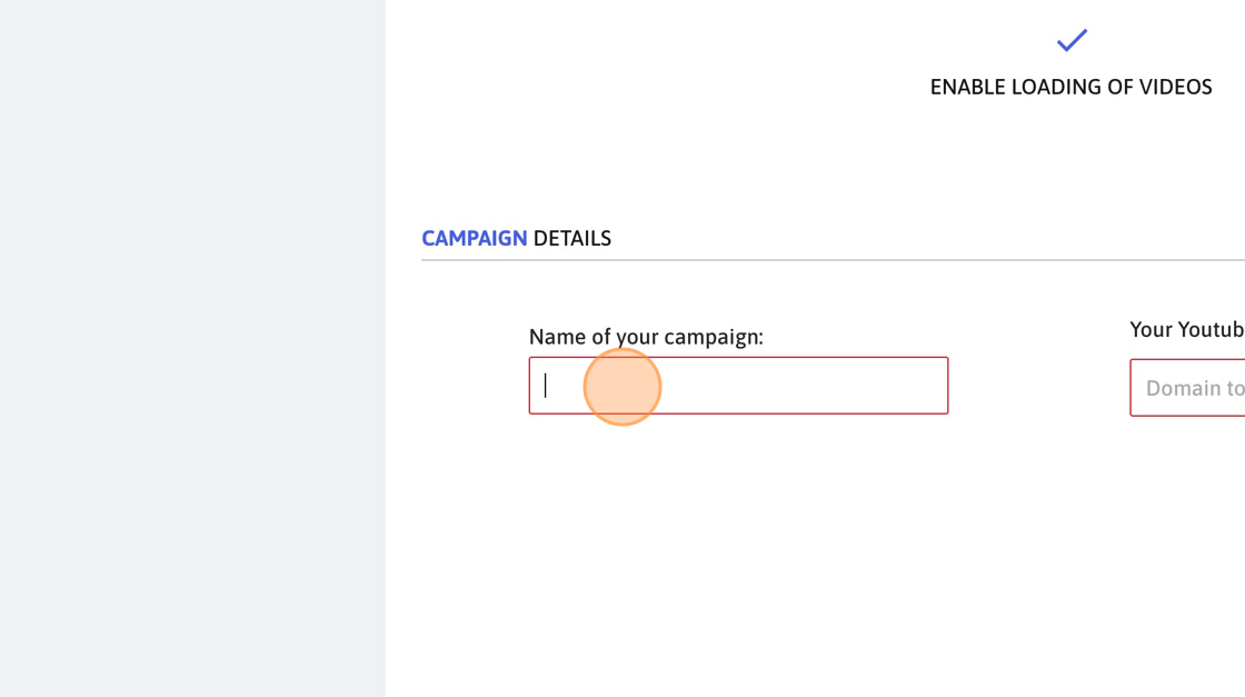 Screenshot of: Click this input field and provide an easy-to-recognise campaign name.
