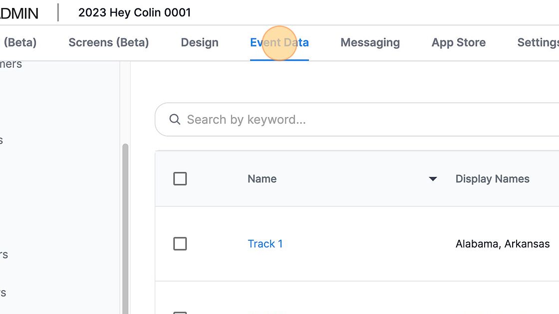 Screenshot of: Click "Event Data"