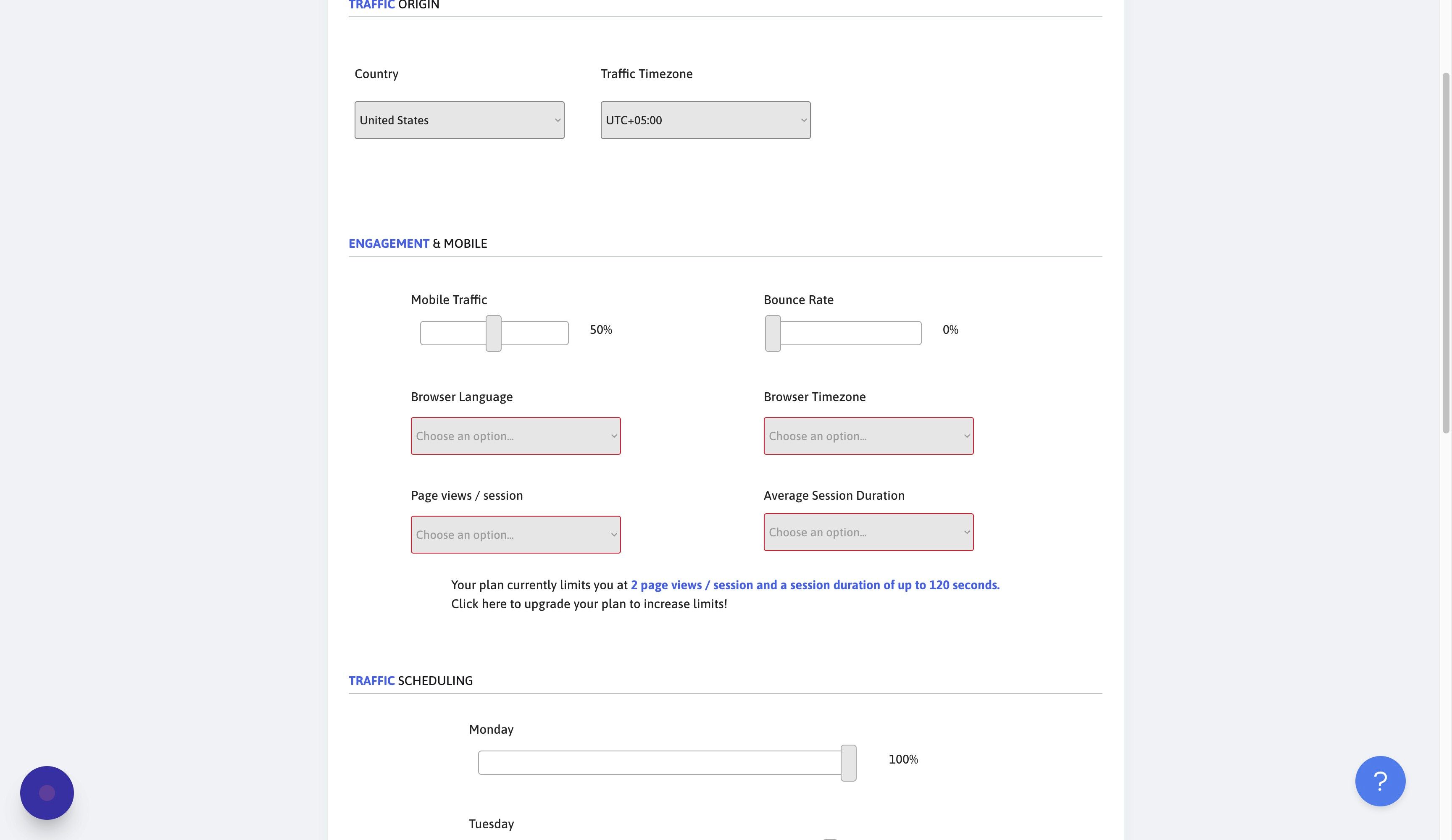 Screenshot of: Choose the browser language and timezone as per the country you selected.