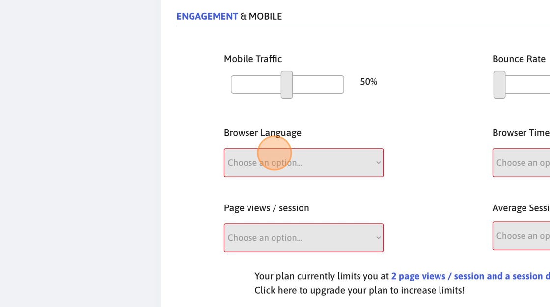 Screenshot of: Choose the browser language and timezone as per the country you selected.