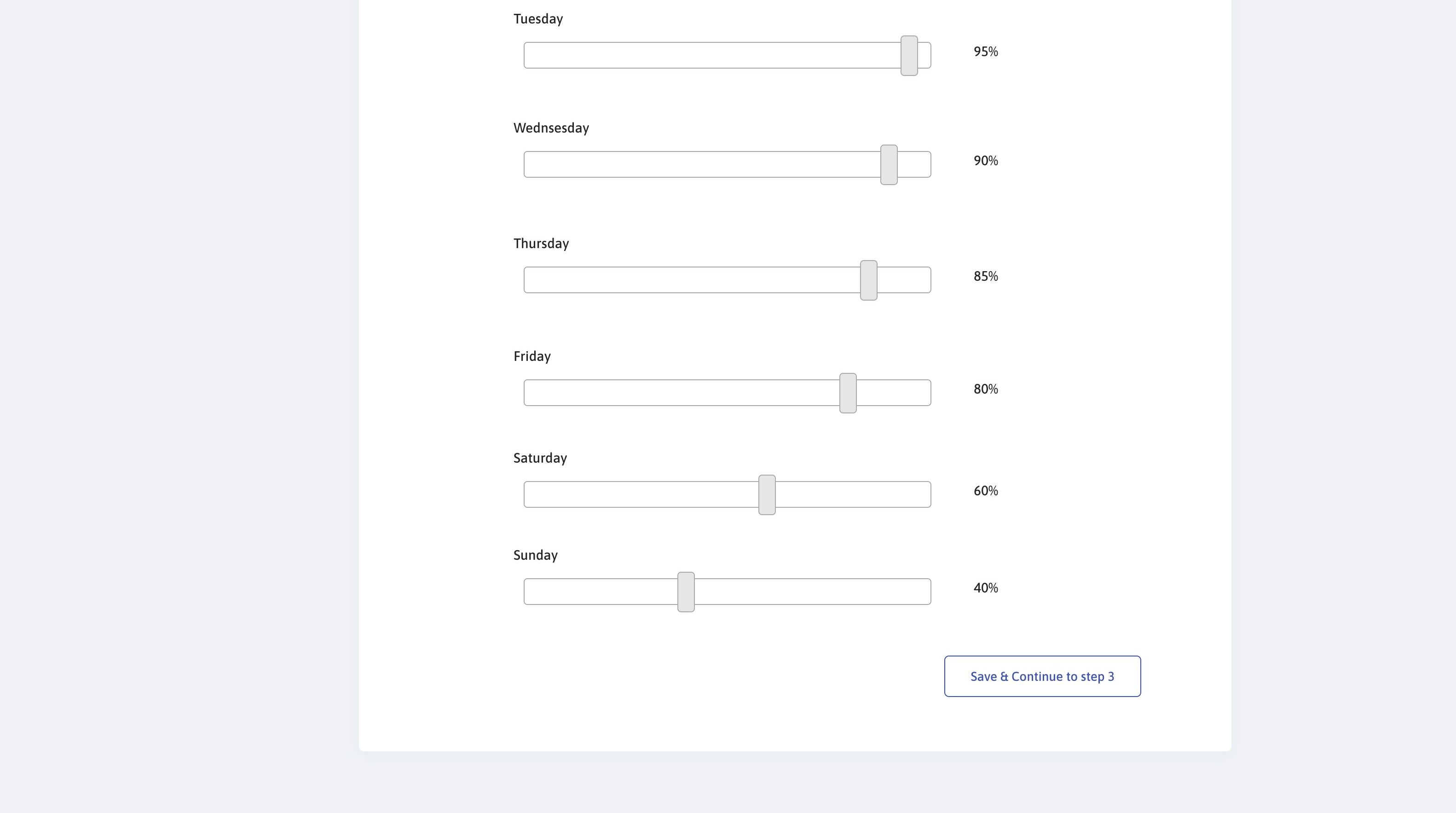 Screenshot of: Click "Save & Continue to step 3"