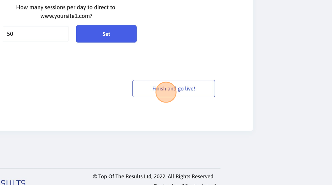 Screenshot of: Click "Finish and go live!"