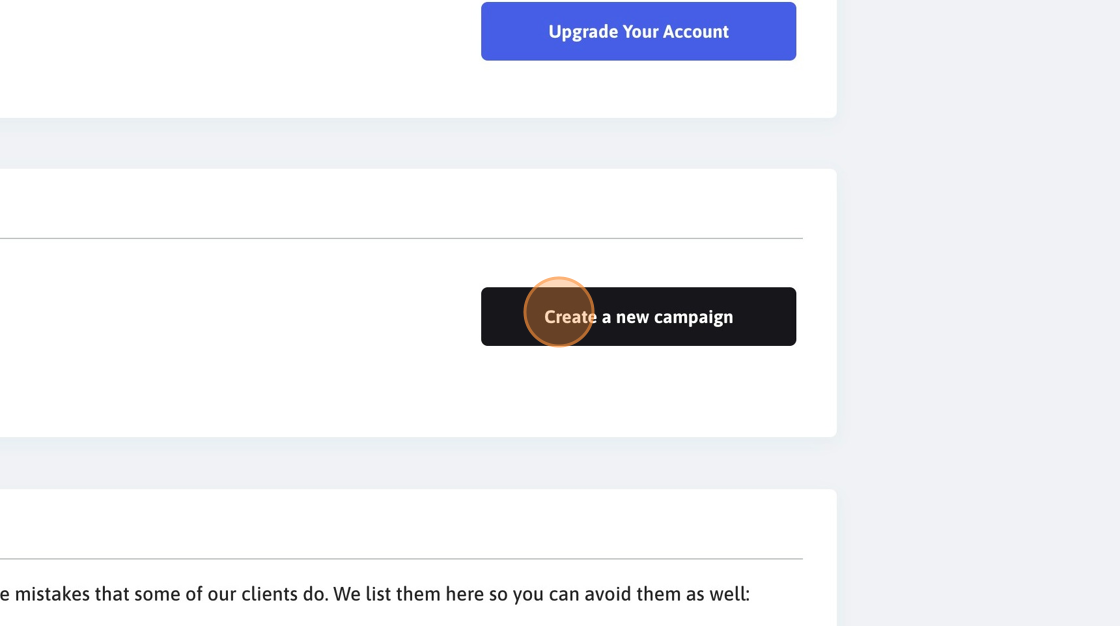 Screenshot of: Click "Create a new campaign"
