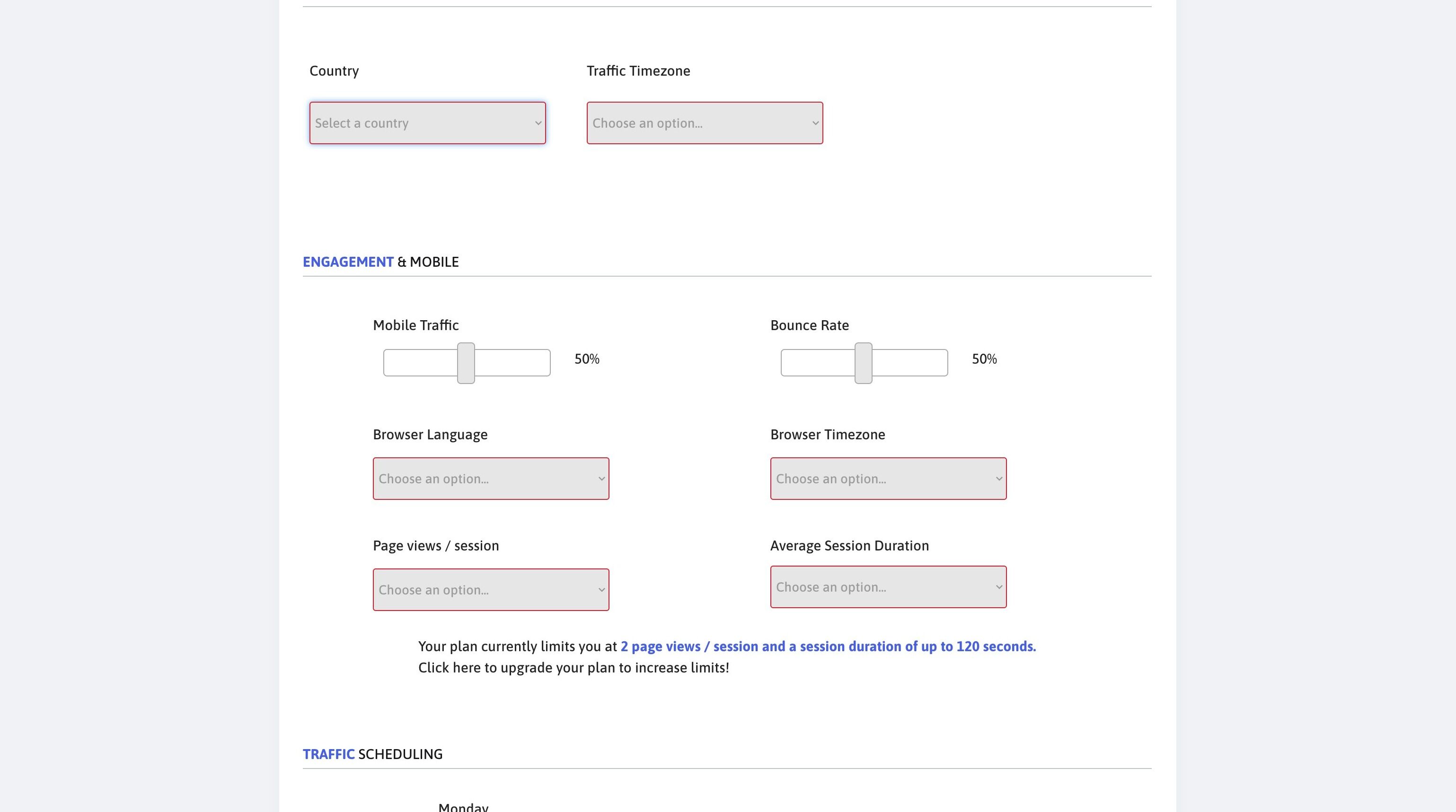 Screenshot of: Select a country where most of your orders already come in from.