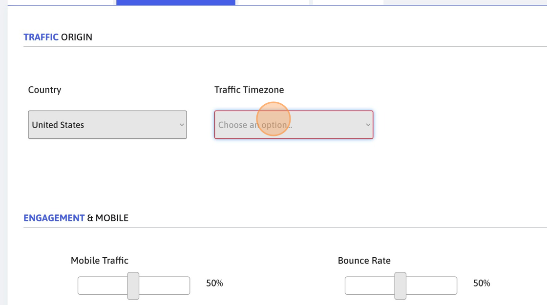 Screenshot of: The timezone helps the system understand when to send more traffic (during the day) and when to send less traffic (during the night).