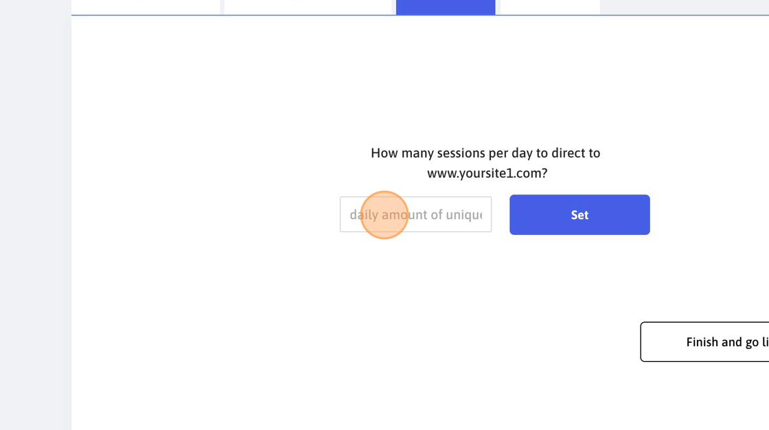 Screenshot of: Input here the number of unique sessions per day you would like to generate.