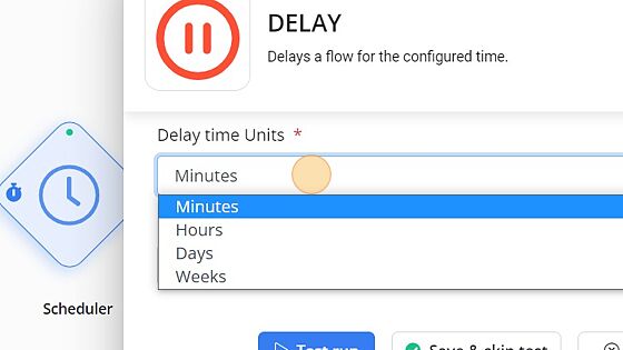 Screenshot of: Select the 'Delay time Units' from the dropdown.