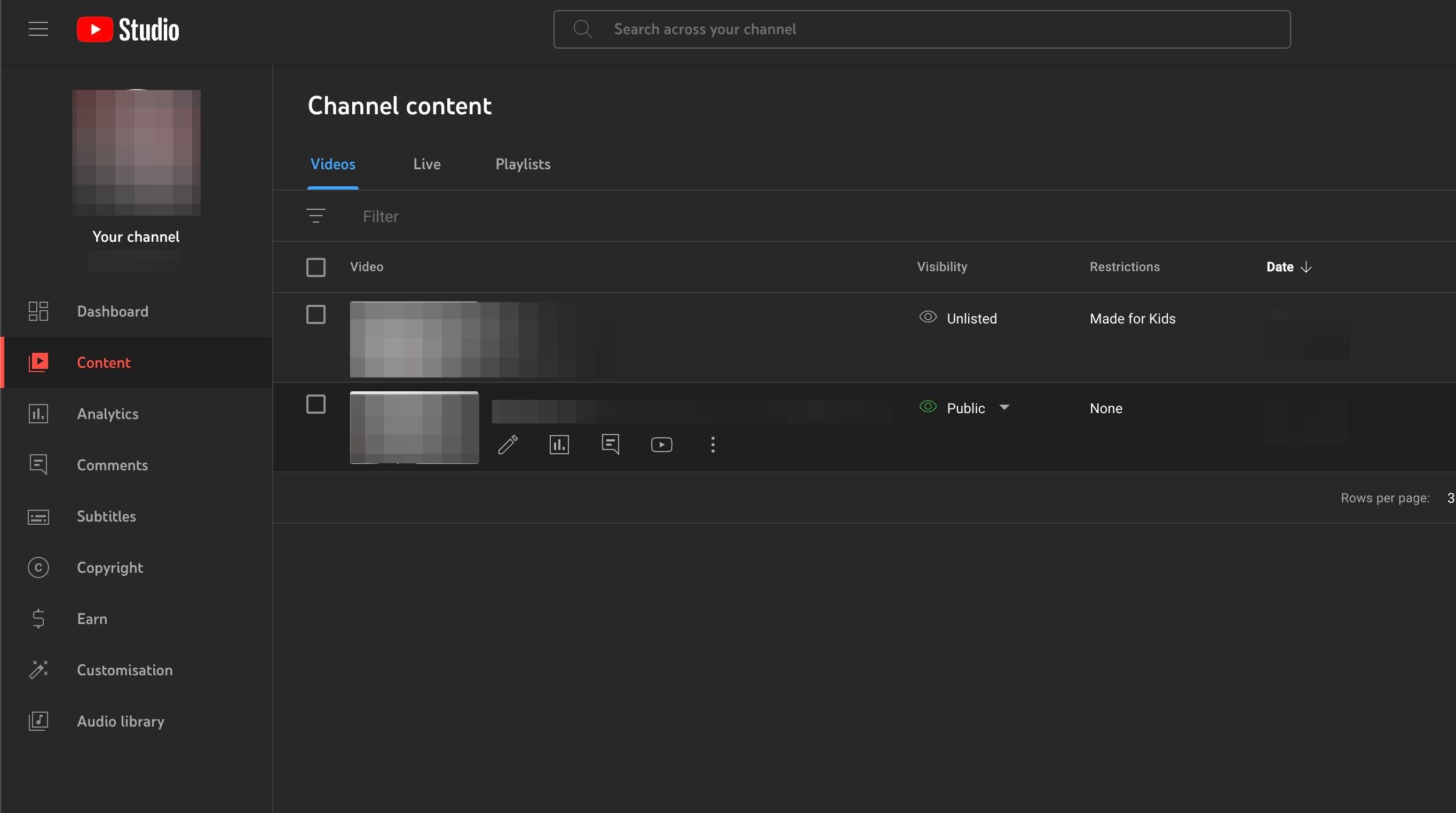 Screenshot of: Click on the video that you want to promote