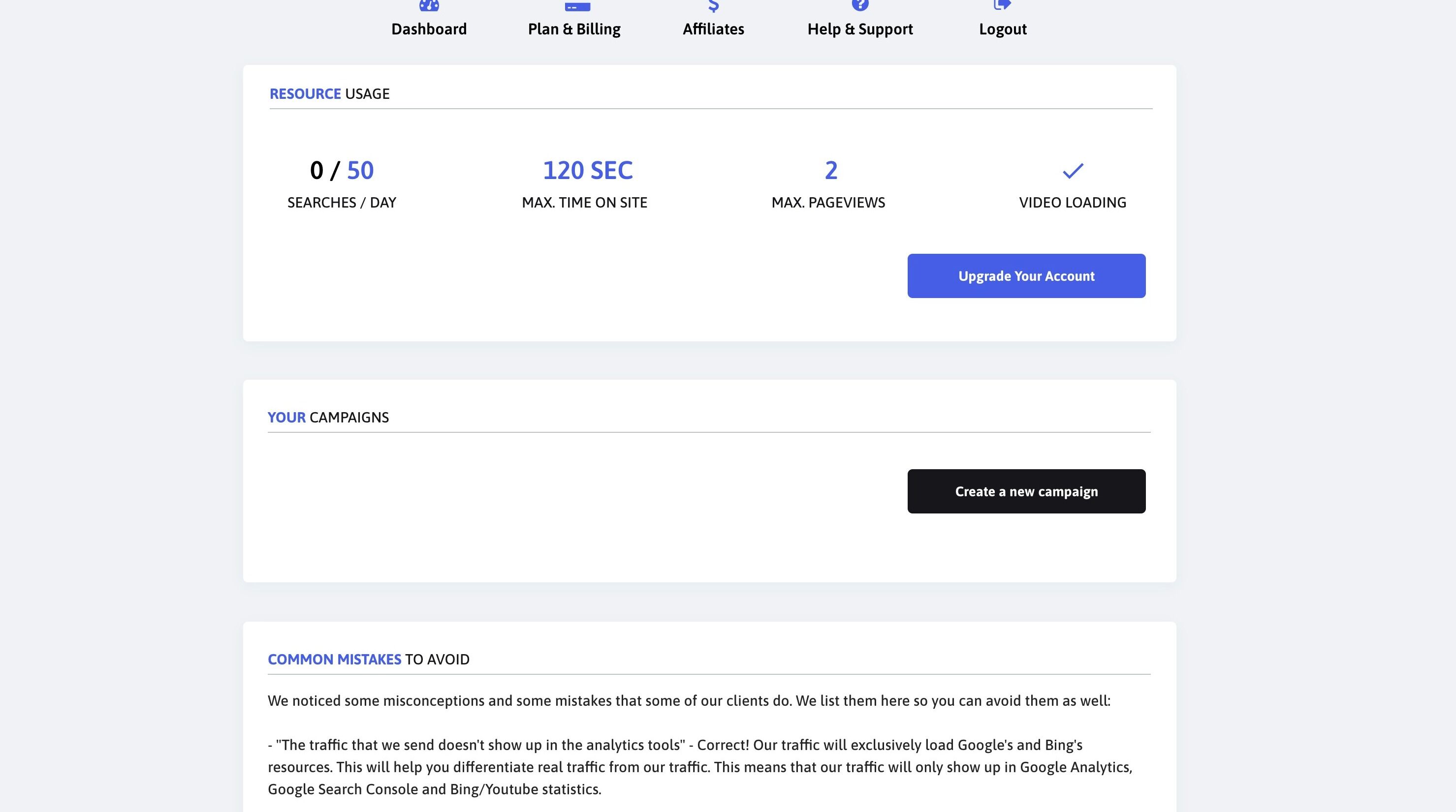Screenshot of: Click "Create a new campaign"