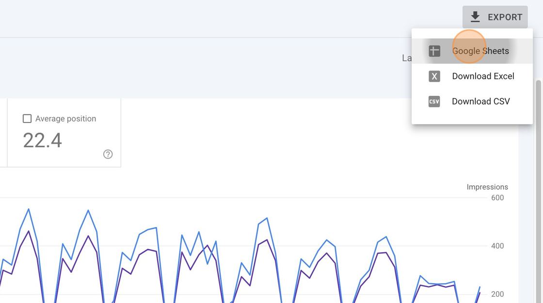 Screenshot of: Click "Google Sheets"