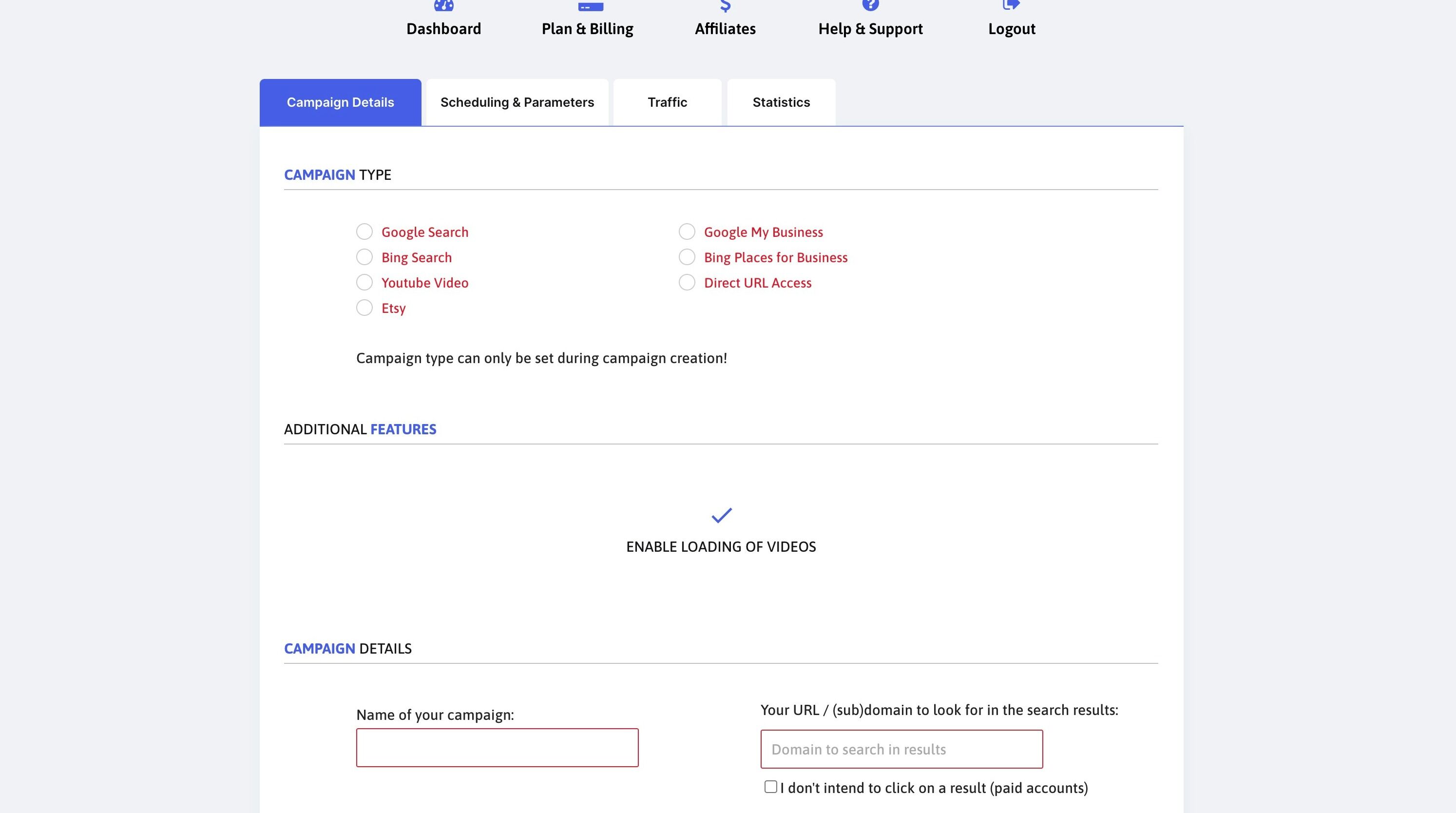 Screenshot of: Click "Direct URL Access"