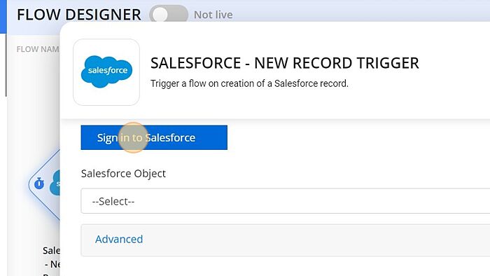 Screenshot of: Click  on 'Sign in to Salesforce'