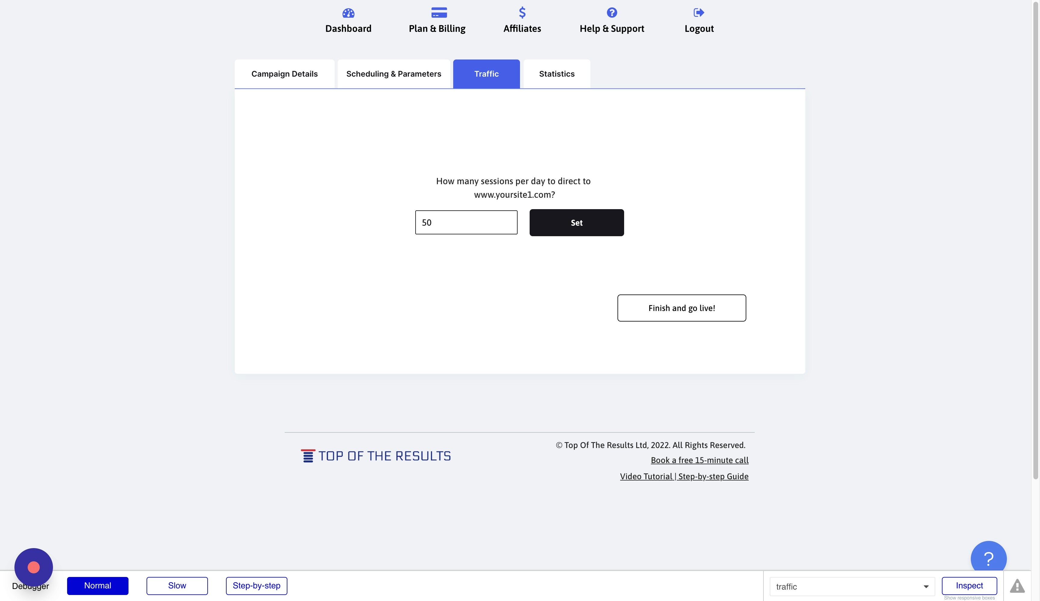 Screenshot of: Click "Set"