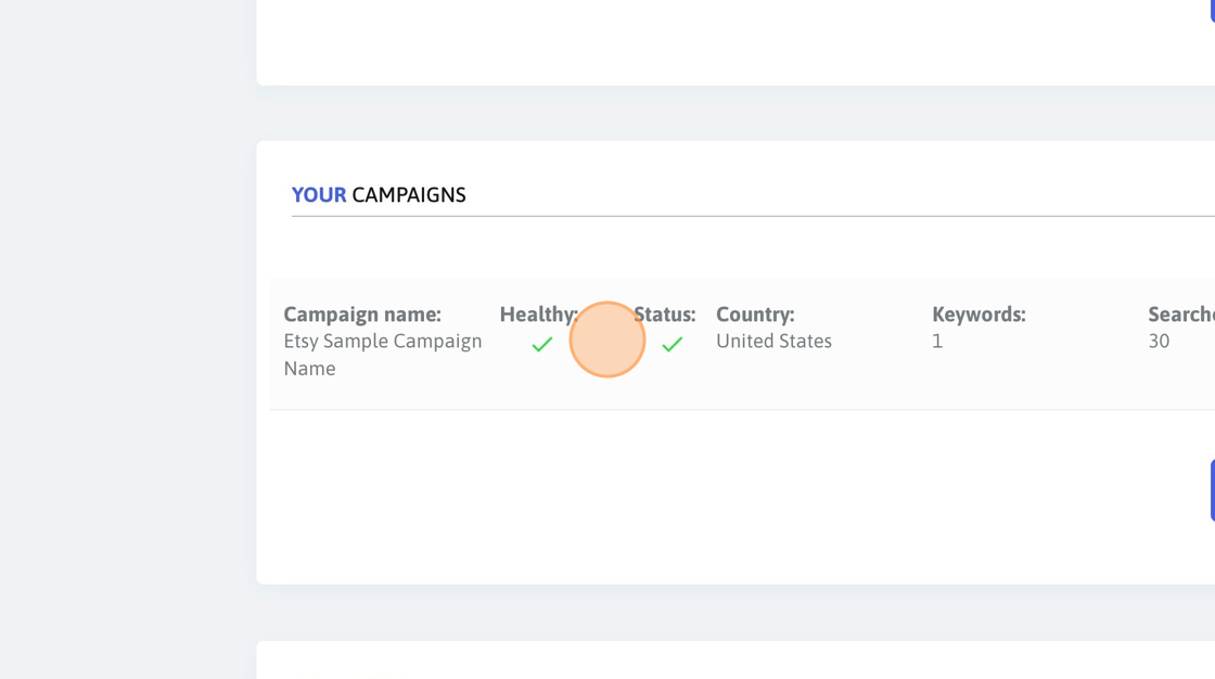 Screenshot of: Make sure that your campaign is healthy and active. If it's not healthy, review all the fields to make sure they're all filled in.