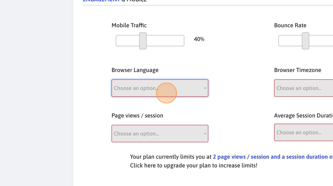 Screenshot of: Chose a browser language popular in your traffic-originating country.