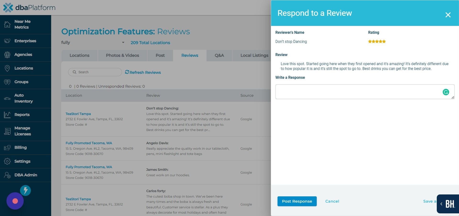 Screenshot of: Click "Post Response"
