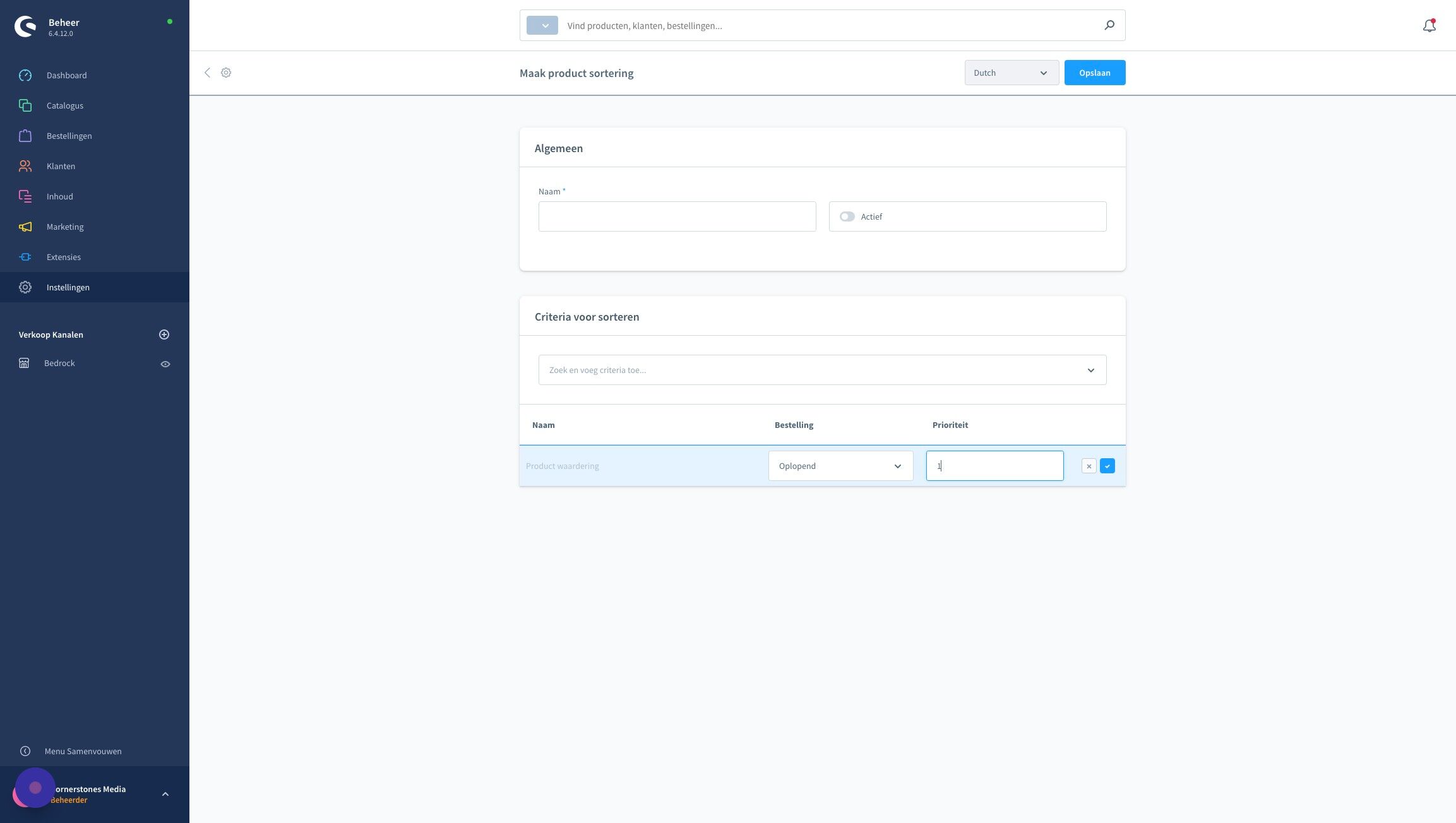 Screenshot of: Geef de sorteeroptie een prioriteit voor weergave sorteeropties