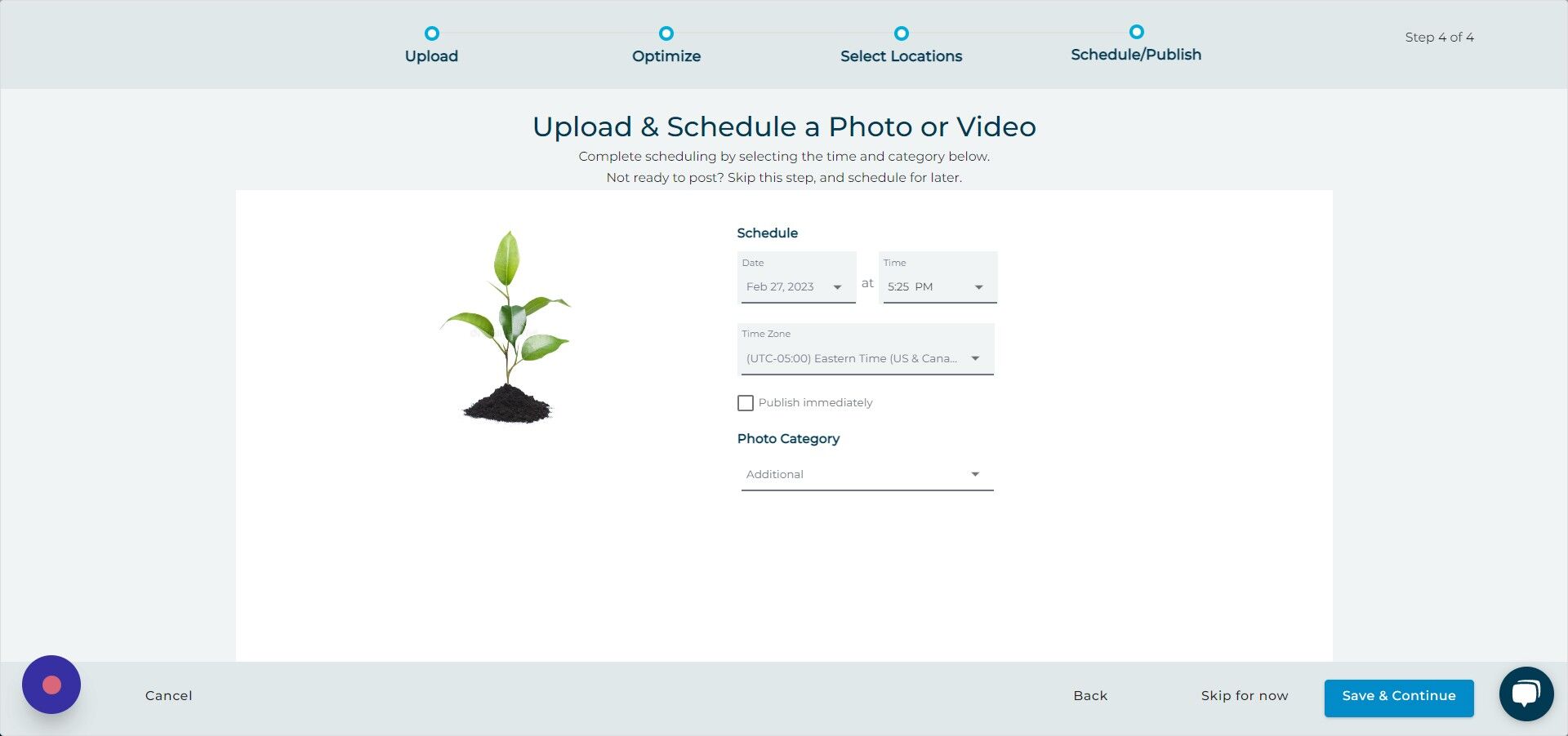 Screenshot of: Click "Save & Continue"