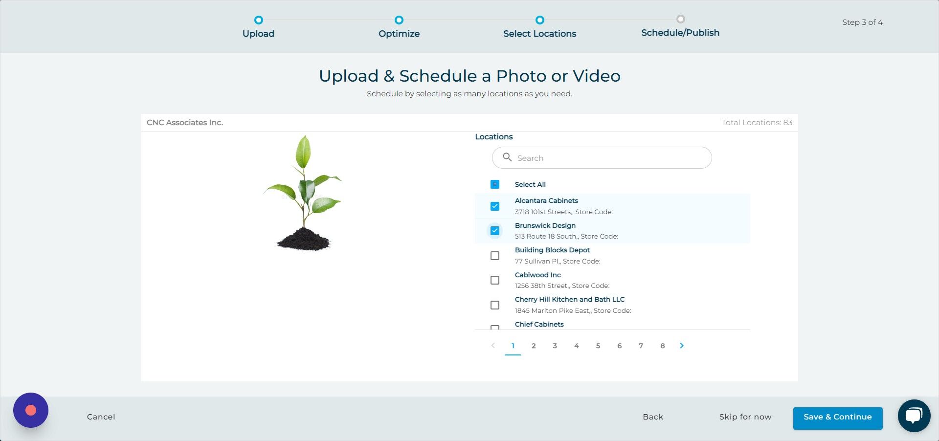 Screenshot of: Click "Save & Continue"
