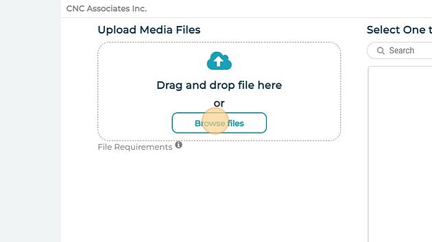 Screenshot of: Click the "Browse files" field.