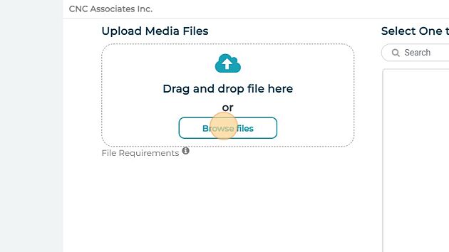 Screenshot of: Click the "Browse files" field.