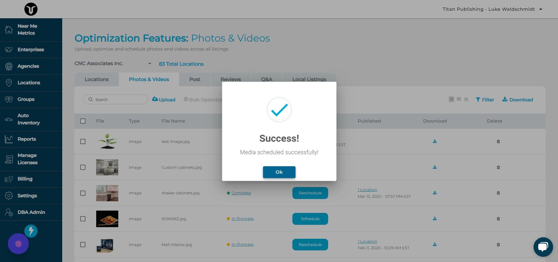 Screenshot of: Click "Ok"