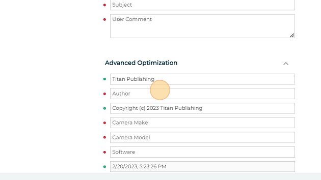 Screenshot of: Click the "Author" field.