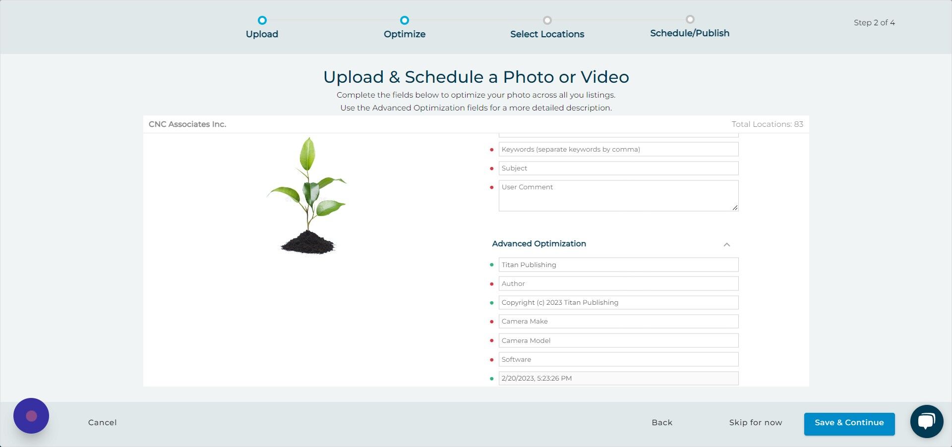 Screenshot of: Click "Save & Continue"