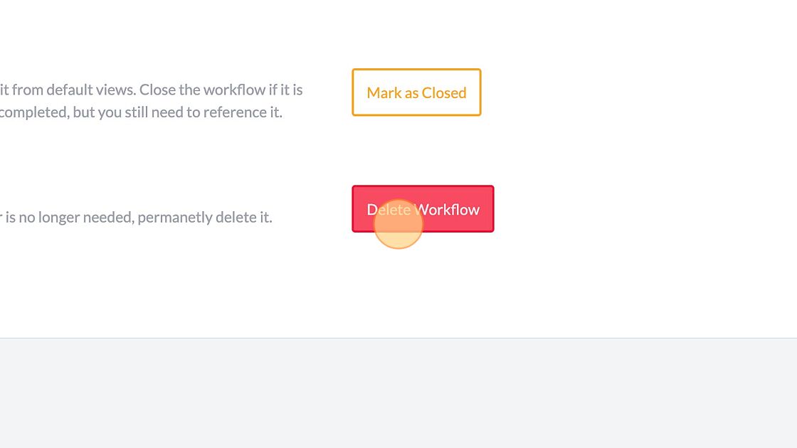 Screenshot of: Click "Delete Workflow"