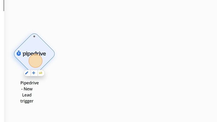 Screenshot of: Click on 'Pipedrive- New Lead' trigger.