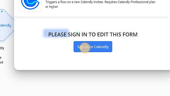 Screenshot of: Click on 'Sign in to Calendly' button.