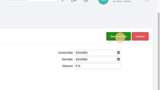 Screenshot of: Click "Save Invoice" to create a new invoice.