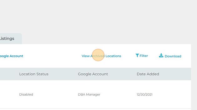Screenshot of: Click "View Archived Locations"