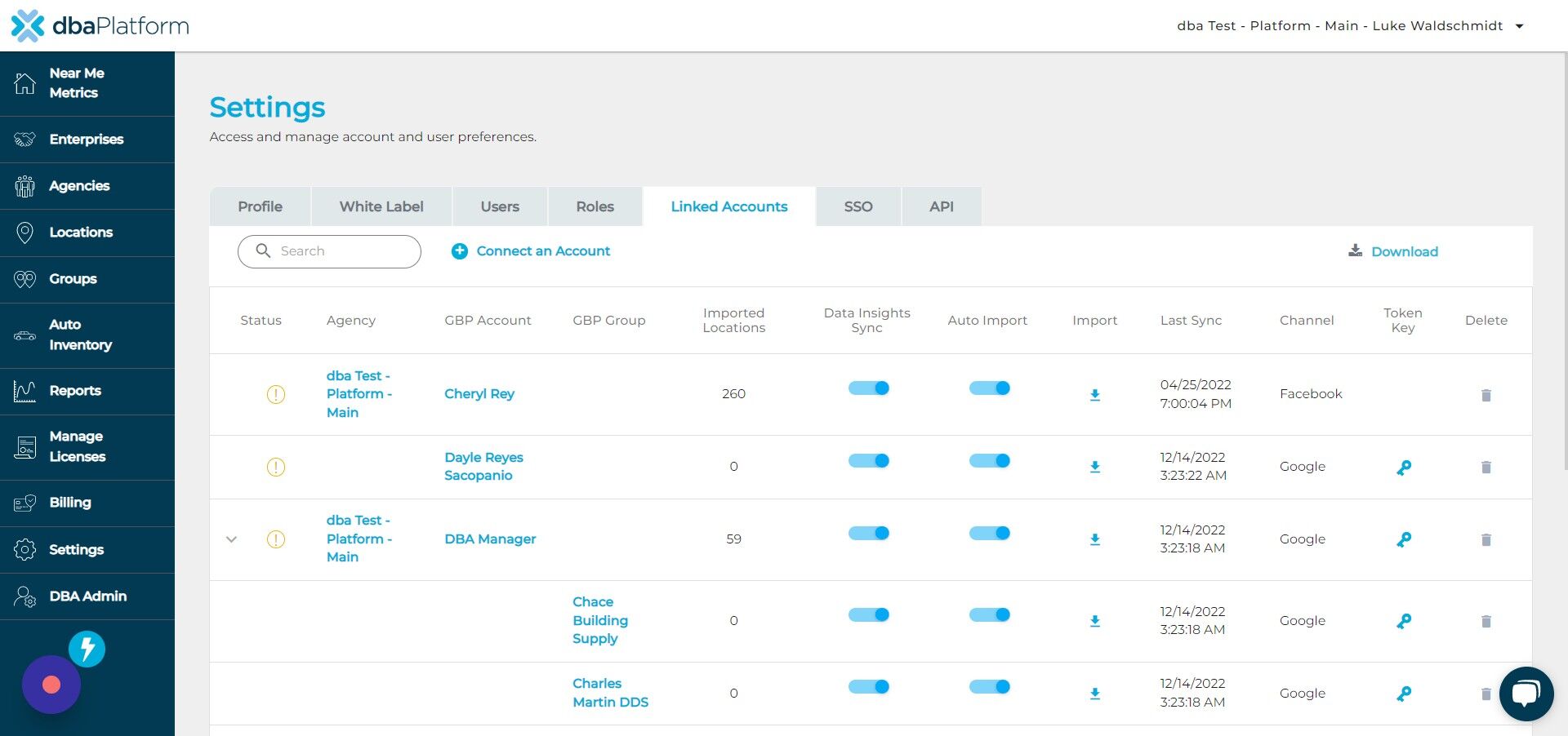 Screenshot of: Click "Connect an Account"