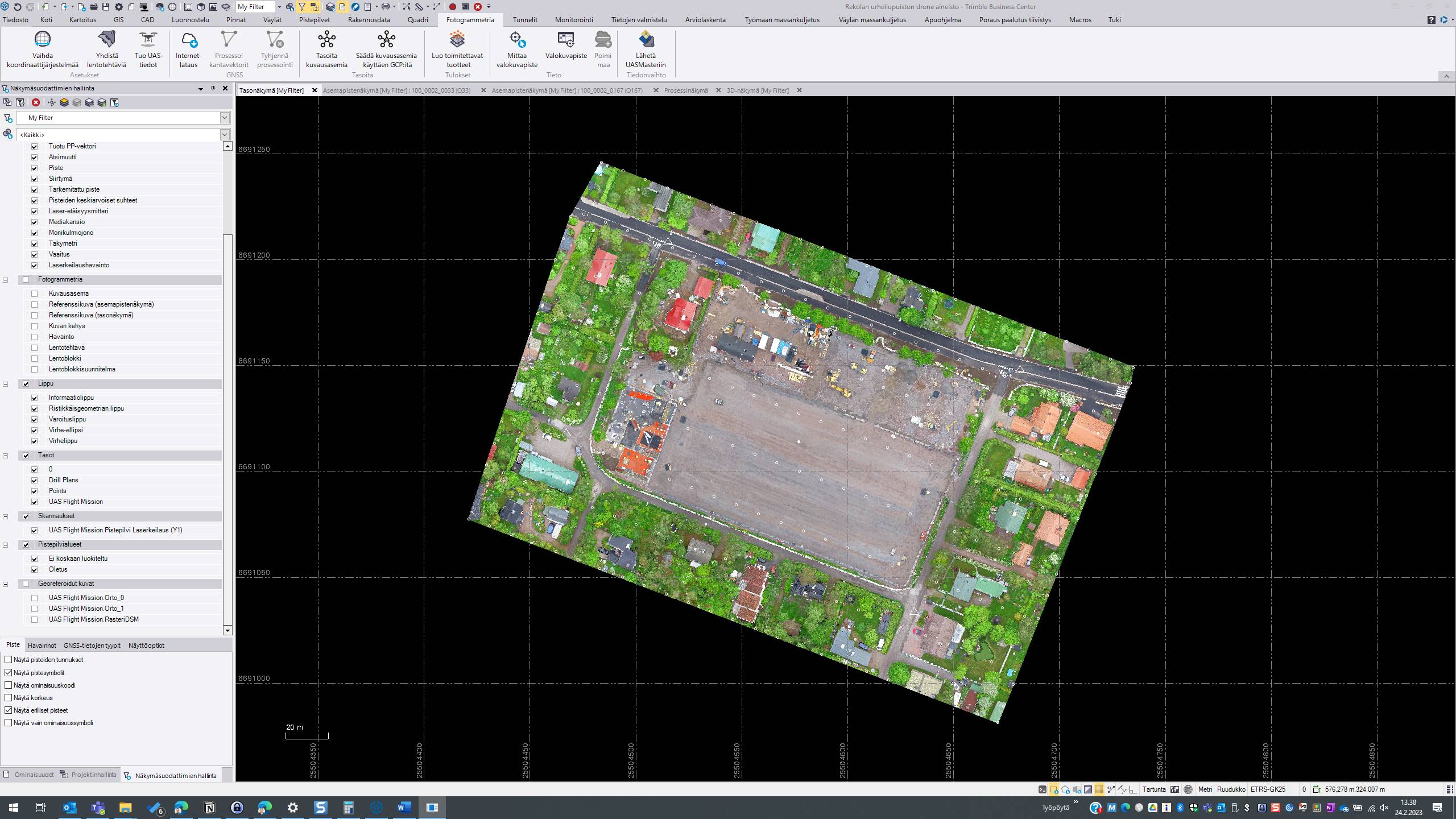 Screenshot of: Valitse "Fotogrammetria" moduuli