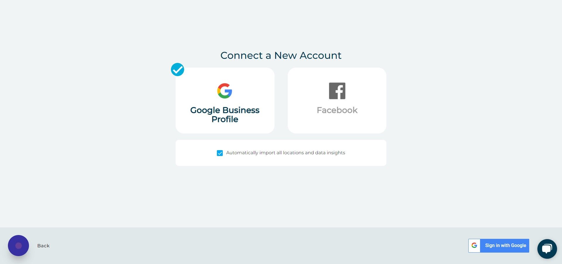 Screenshot of: Click "Sign in with Google"
