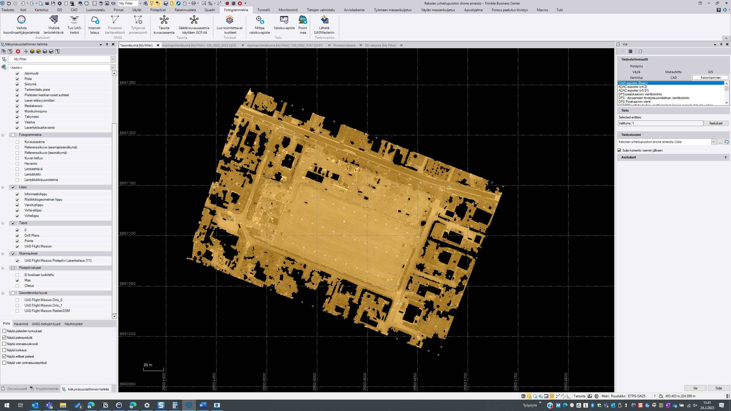 Screenshot of: Valitse "Pistepilvi"