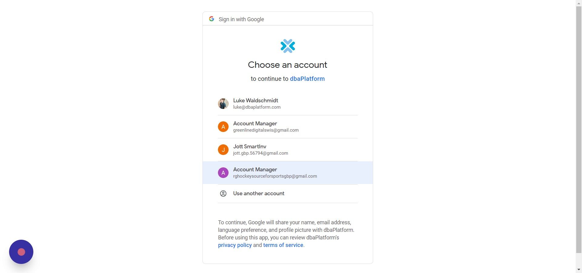 Screenshot of: Click "Account Manager"