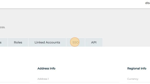 Screenshot of: Click "SSO"