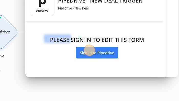 Screenshot of: Click on 'Sign in to Pipedrive'.