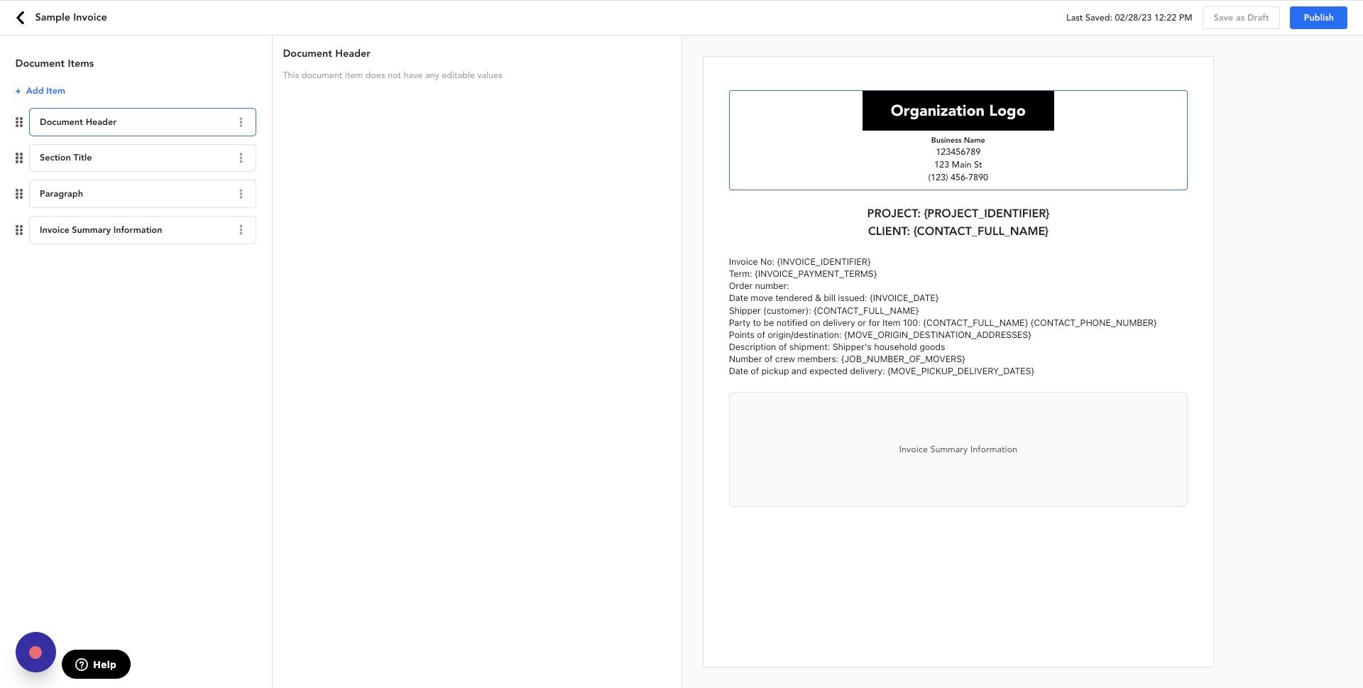 Screenshot of: Click "Section Title"