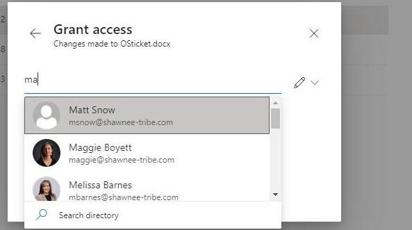 Screenshot of: Insert email of user you want to share the document with.