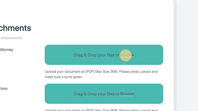 Screenshot of: To upload documents drag & drop or click "Browse" 