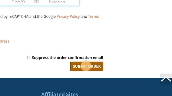 Screenshot of: Click the "Submit Order" button to complete the transaction.