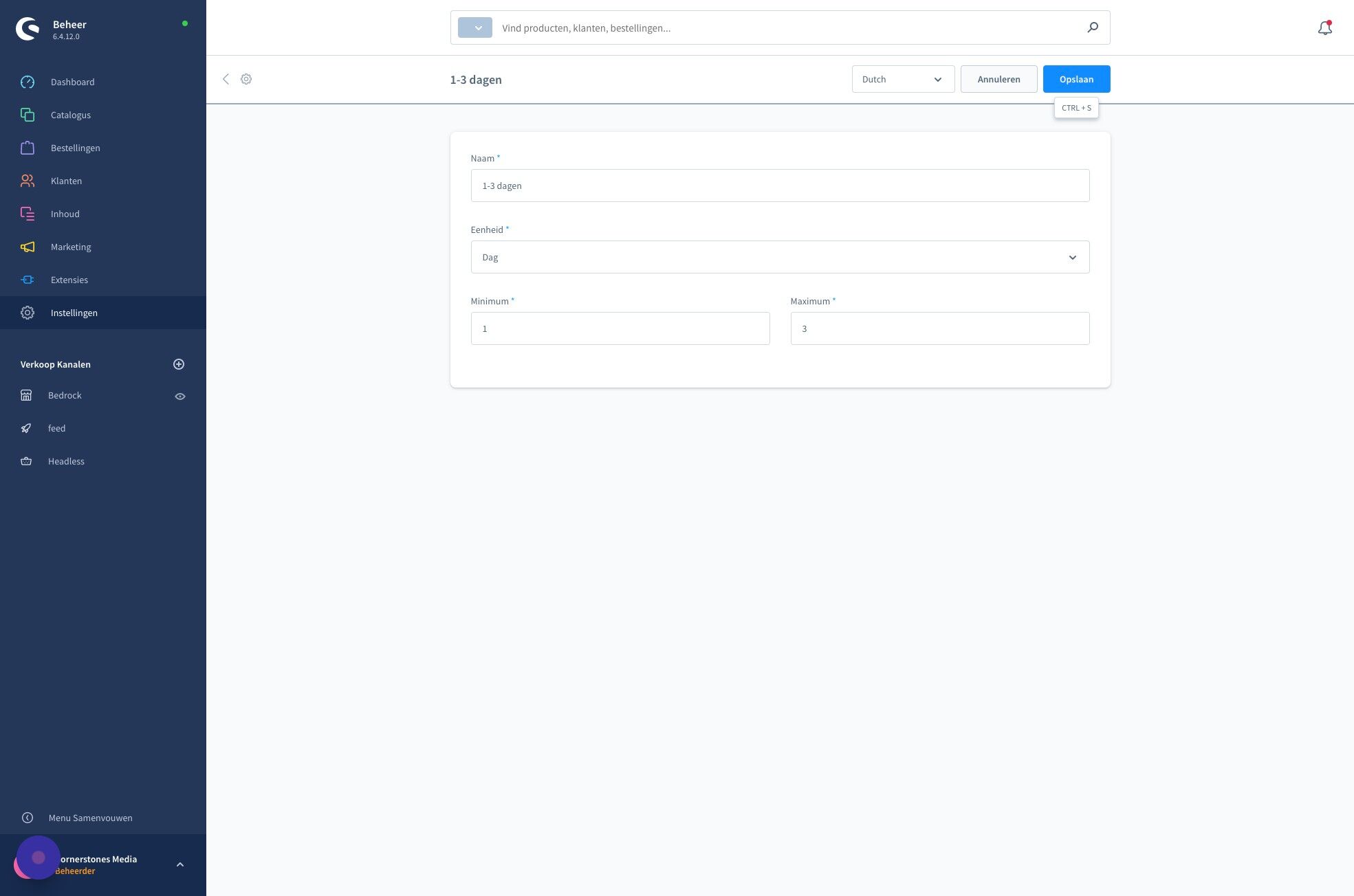 Screenshot of: Klik "Opslaan"